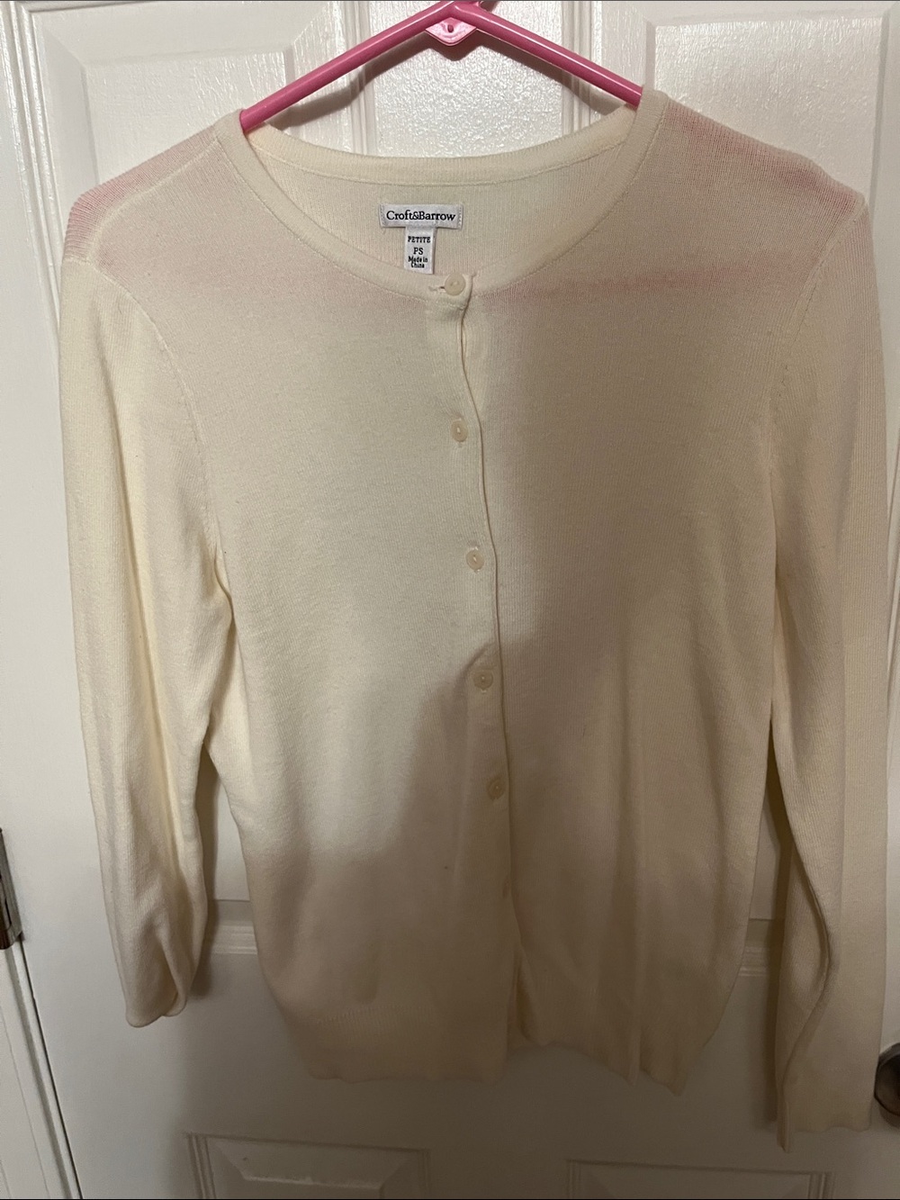 croft & barrow Cream Lightweight Button Cardigan